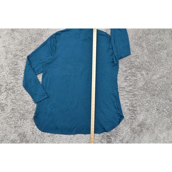 Chico's Size 3 Blue Pima Cotton Blouse - Preowned Mock Neck US Size XL - Picture 6 of 8